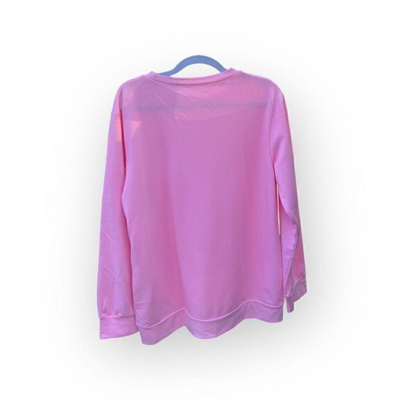 NWOT long sleeve crew neck pullover solid pink sweatshirt size M - Picture 2 of 8